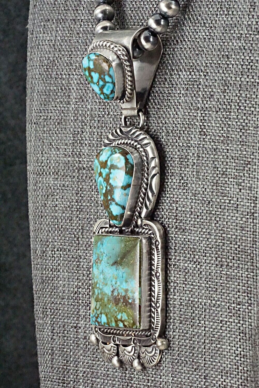 Turquoise & Sterling Silver Necklace - Raymond Delgarito
