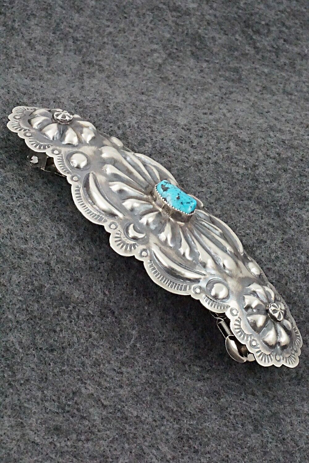 Turquoise & Sterling Silver Hair Barrette - Tim Yazzie