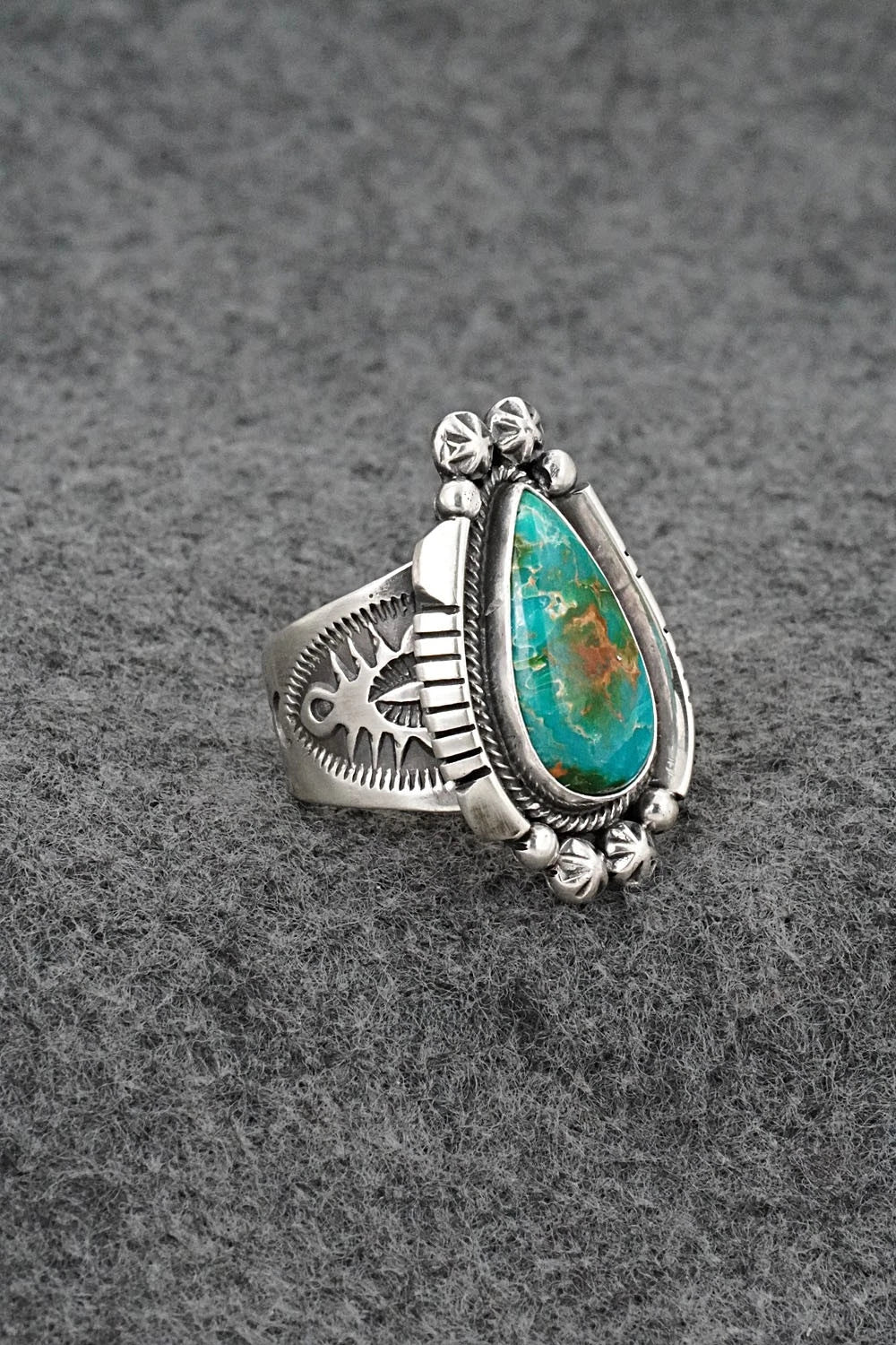 Turquoise & Sterling Silver Ring - Samuel Yellowhair - Size 7