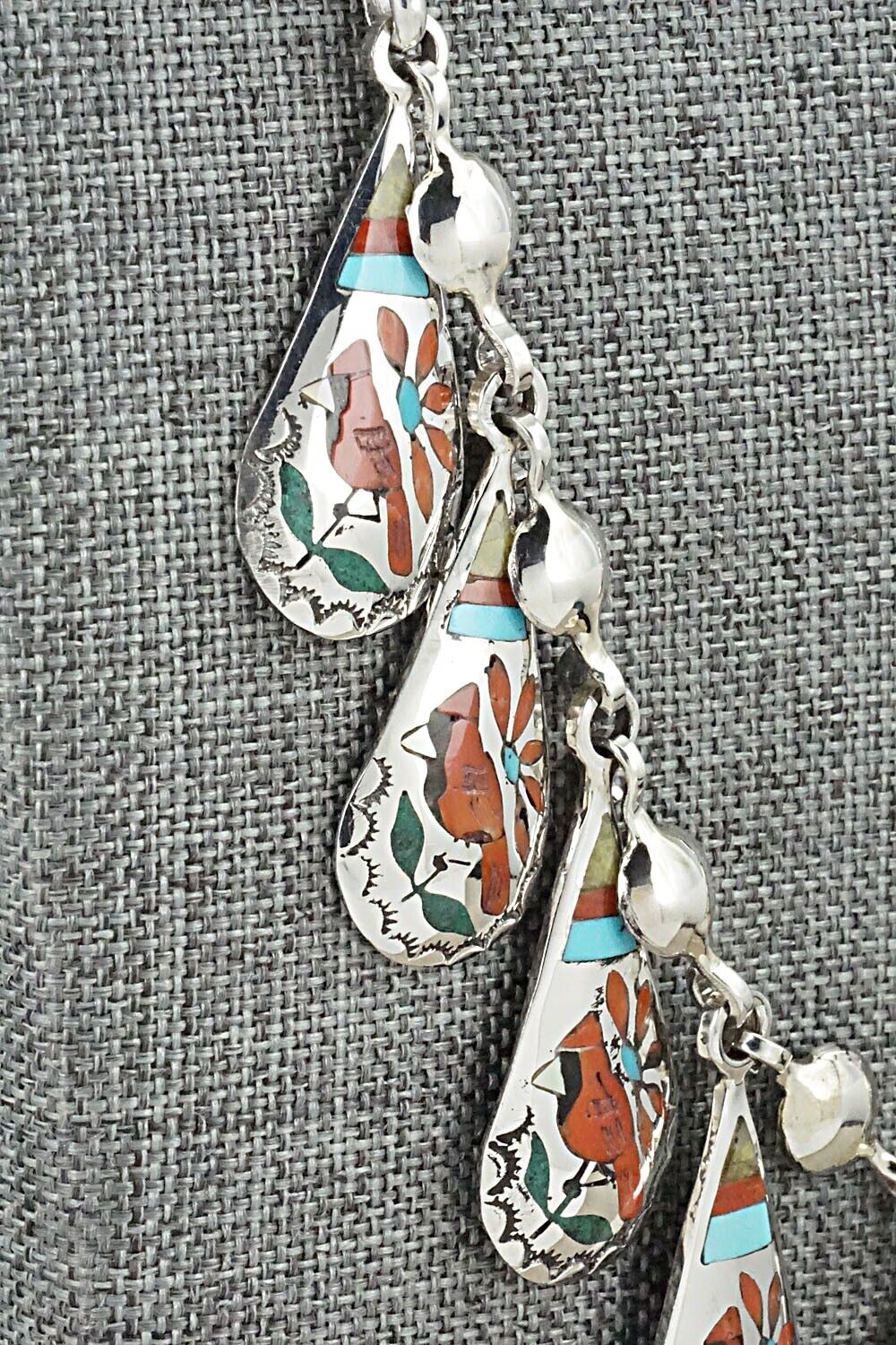Multi Stone & Sterling Silver Inlay Necklace - Quintin Quam Sr.