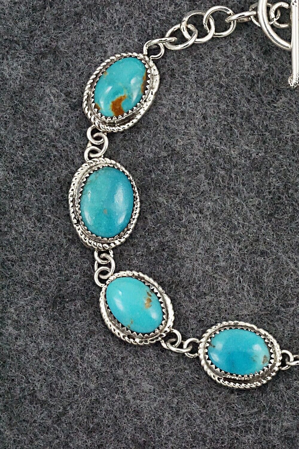 Turquoise & Sterling Silver Link Bracelet - Ernest Hawthorne