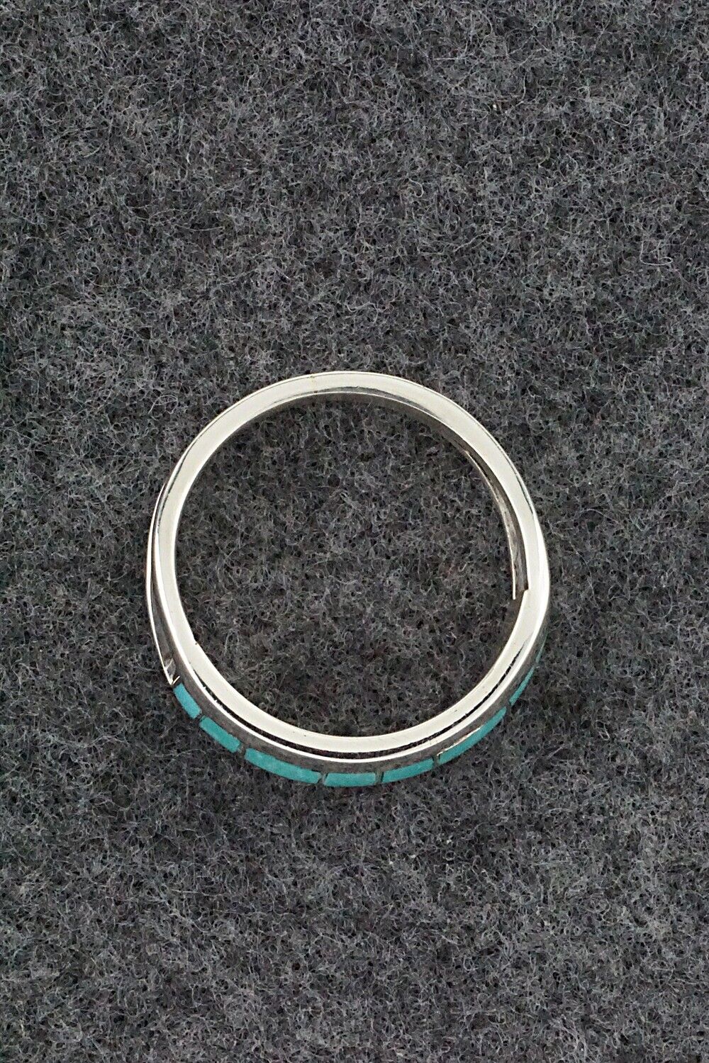 Turquoise & Sterling Silver Inlay Ring - Sibert Bowannie - Size 9