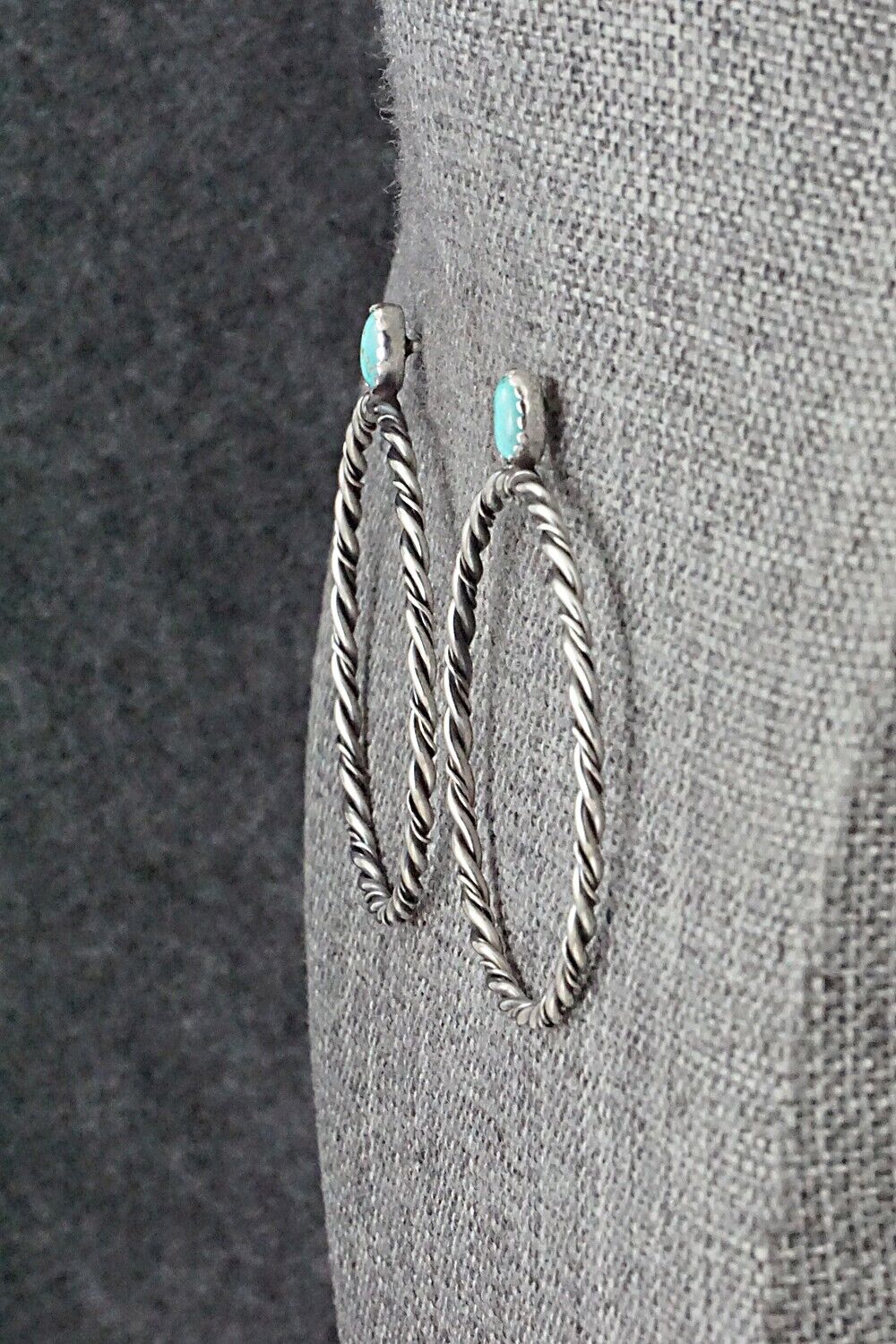 Turquoise & Sterling Silver Earrings - Nelson Leonard Jr.