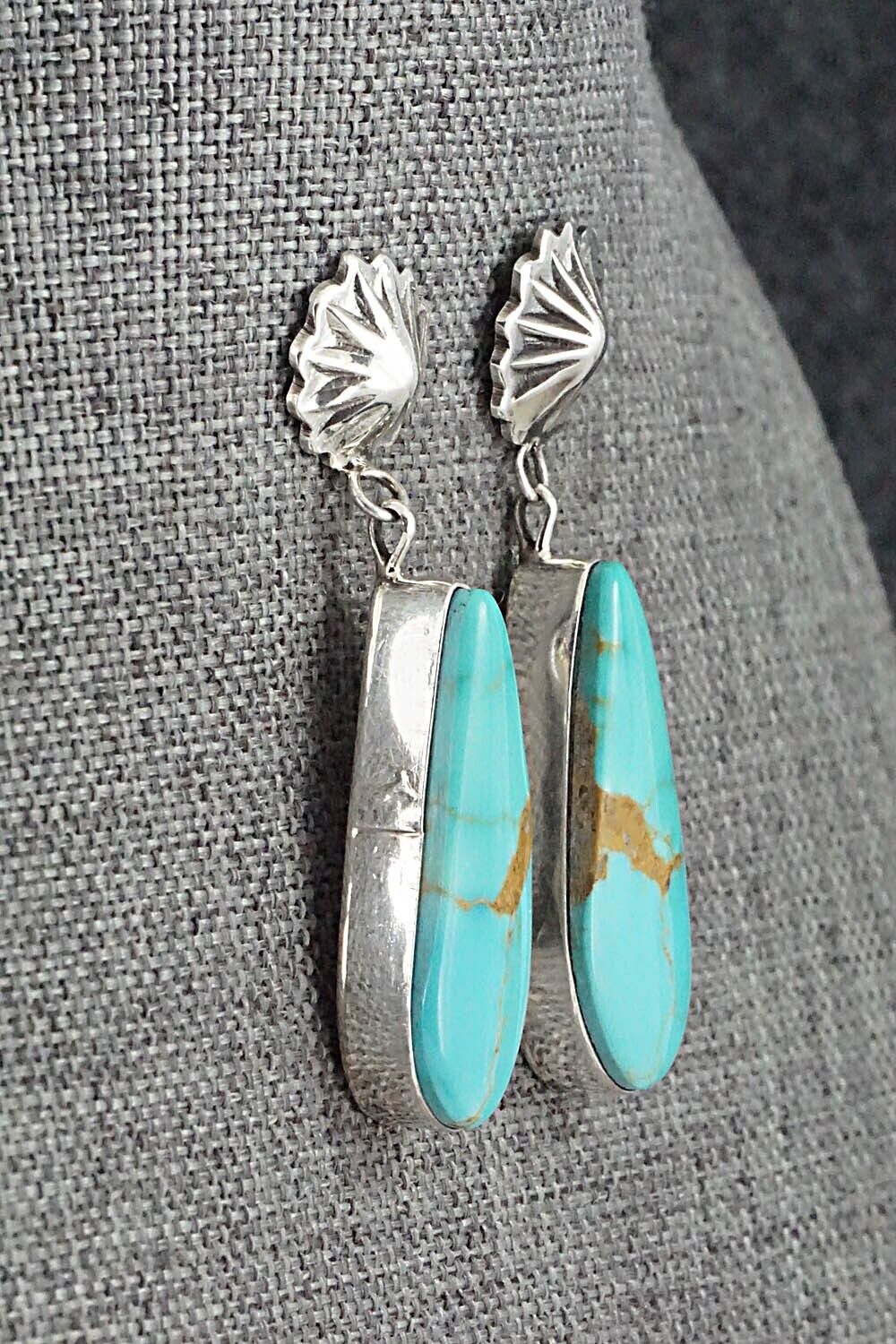 Turquoise and Sterling Silver Earrings - Juan Yellowhorse