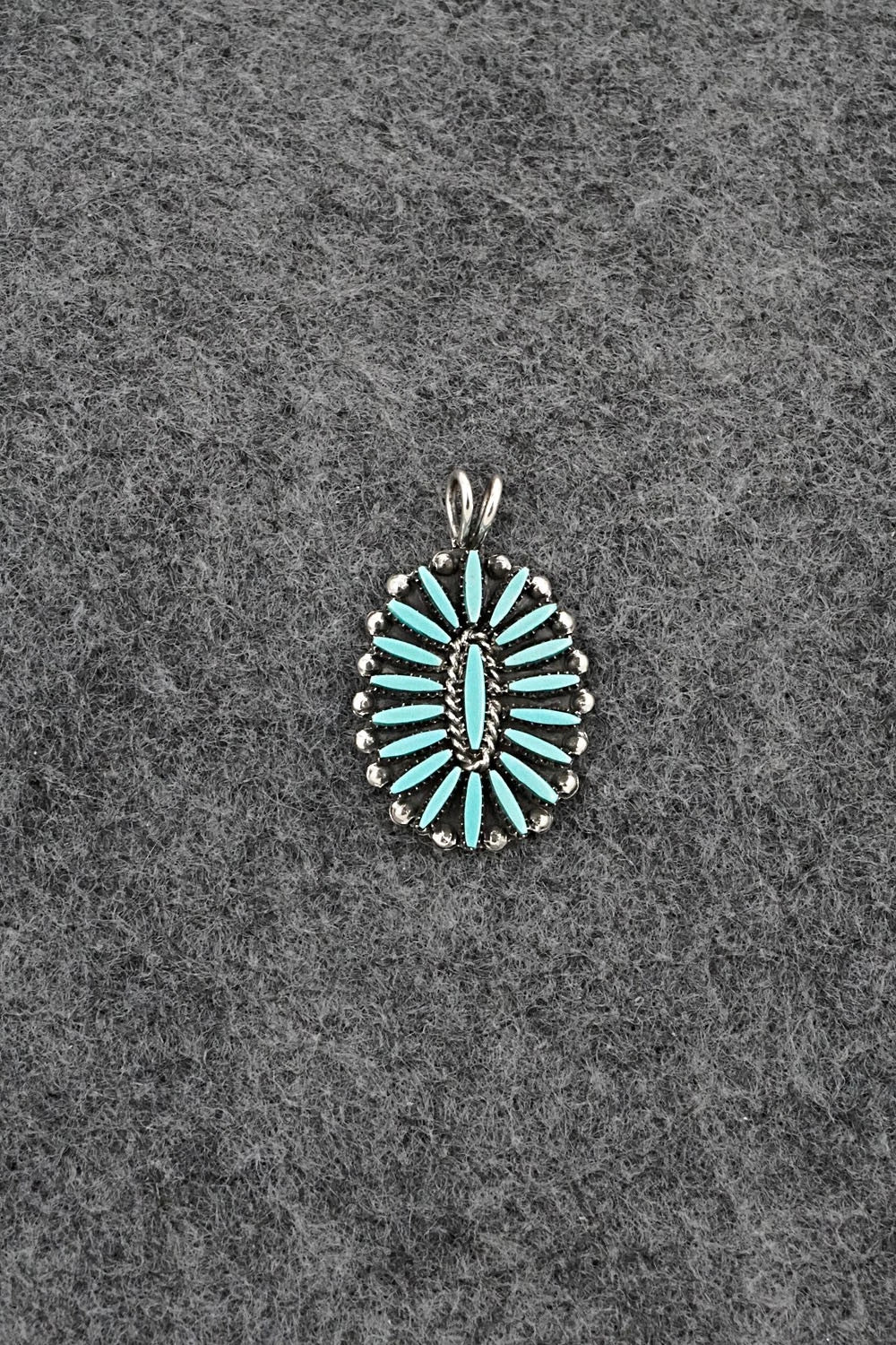 Turquoise & Sterling Silver Pendant - Fritzon Owaleon