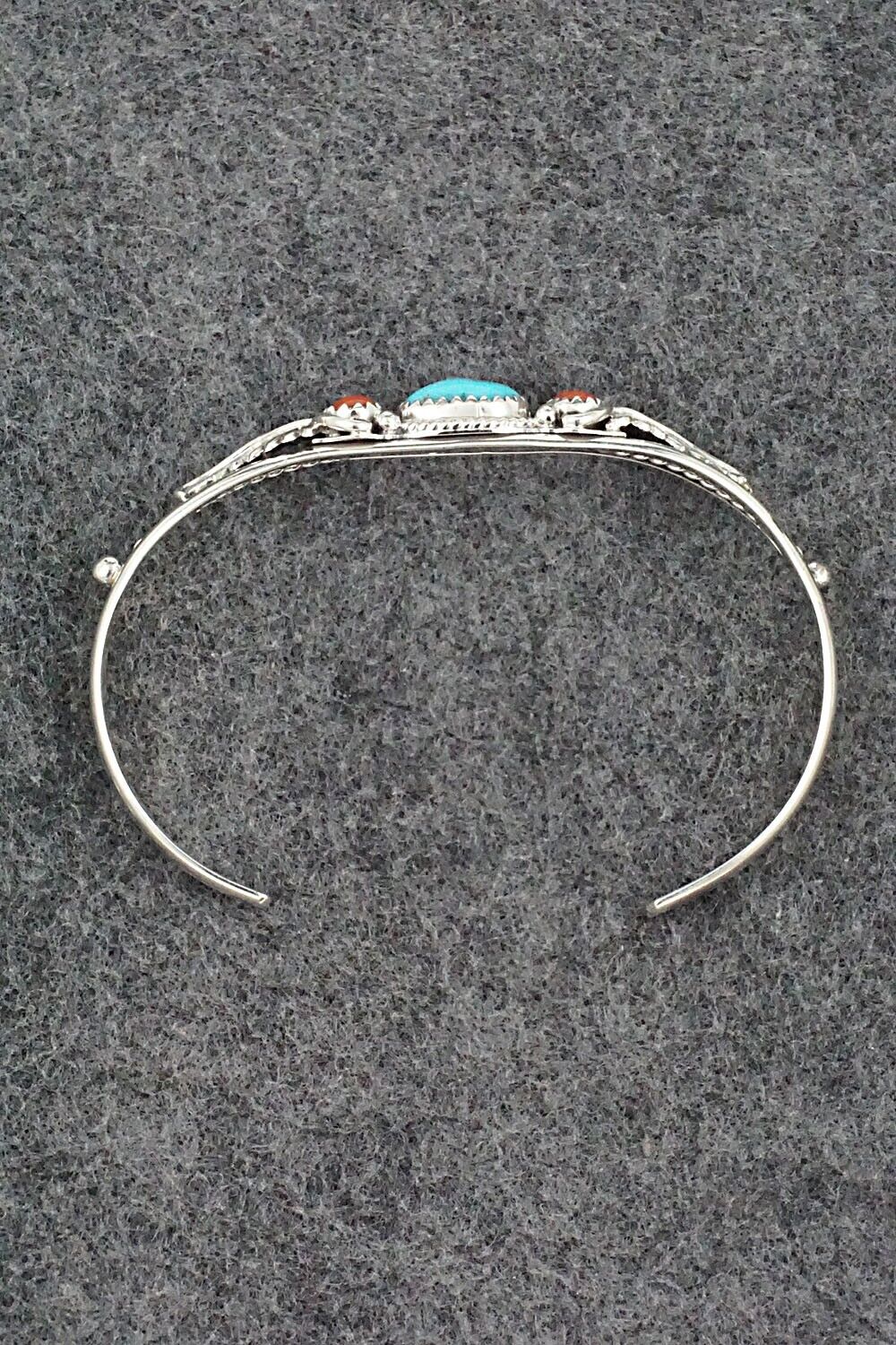 Turquoise, Coral & Sterling Silver Bracelet - Alice Rose Saunders
