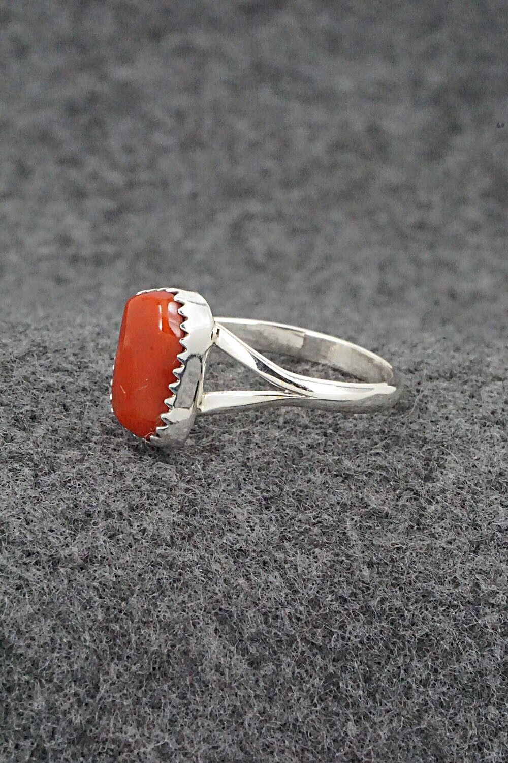 Coral & Sterling Silver Ring - Letricia Largo - Size 8.25