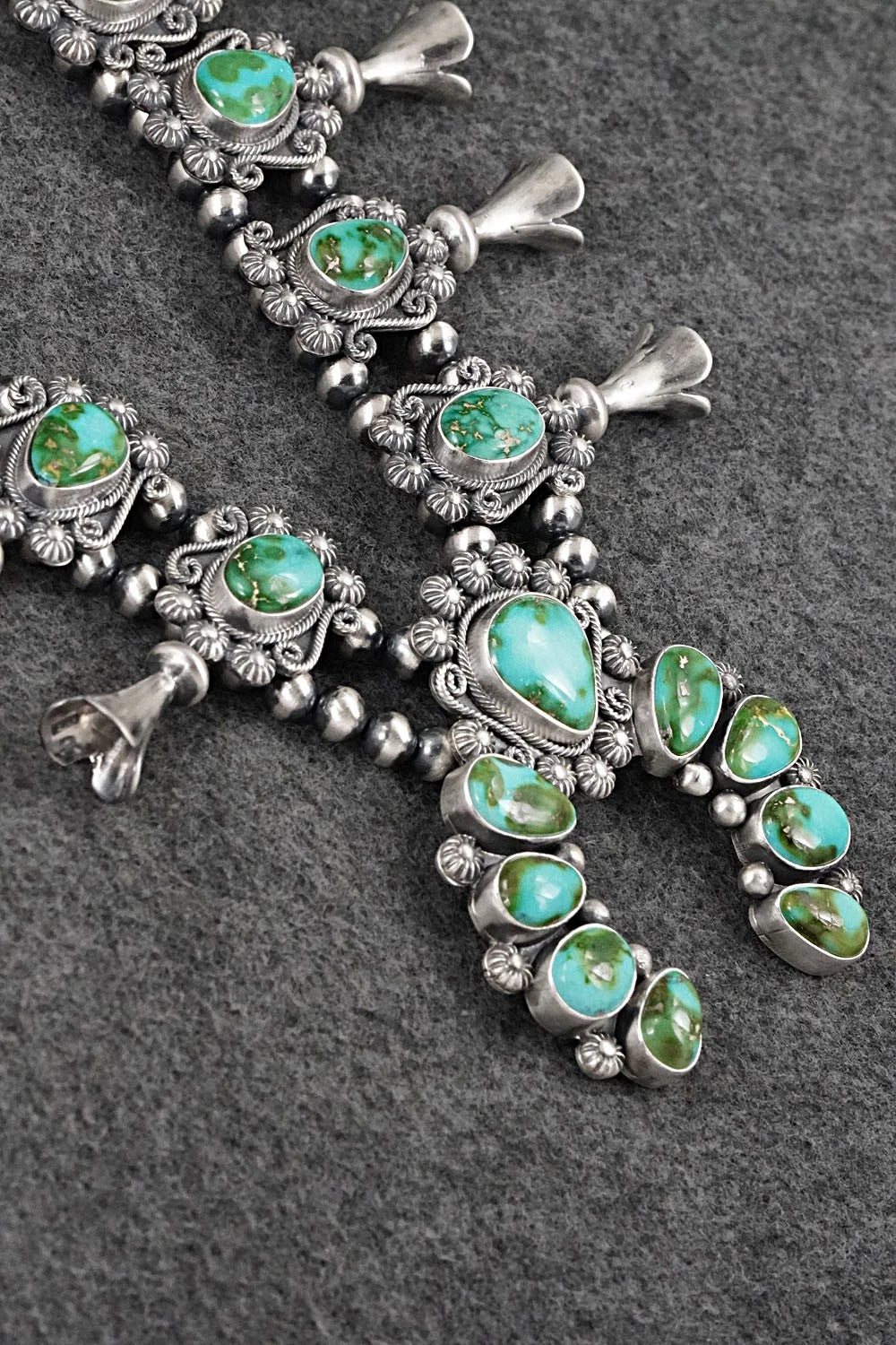 Turquoise & Sterling Silver Squash Blossom Set - Mark Yazzie