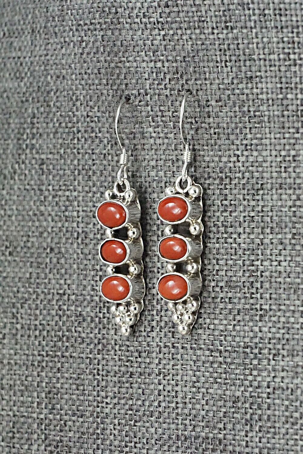 Coral & Sterling Silver Earrings - Verley Betone