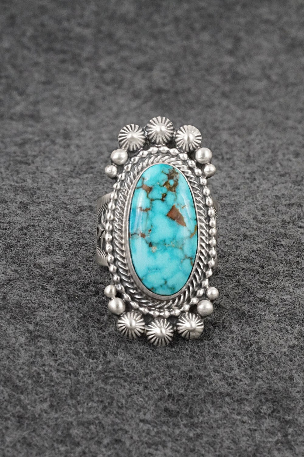 Turquoise & Sterling Silver Ring - Tom Lewis - Size 8