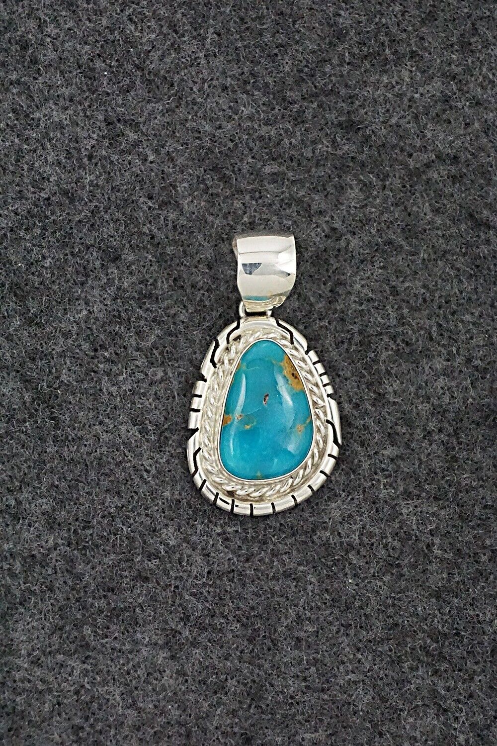 Turquoise & Sterling Silver Pendant - Johnny Frank