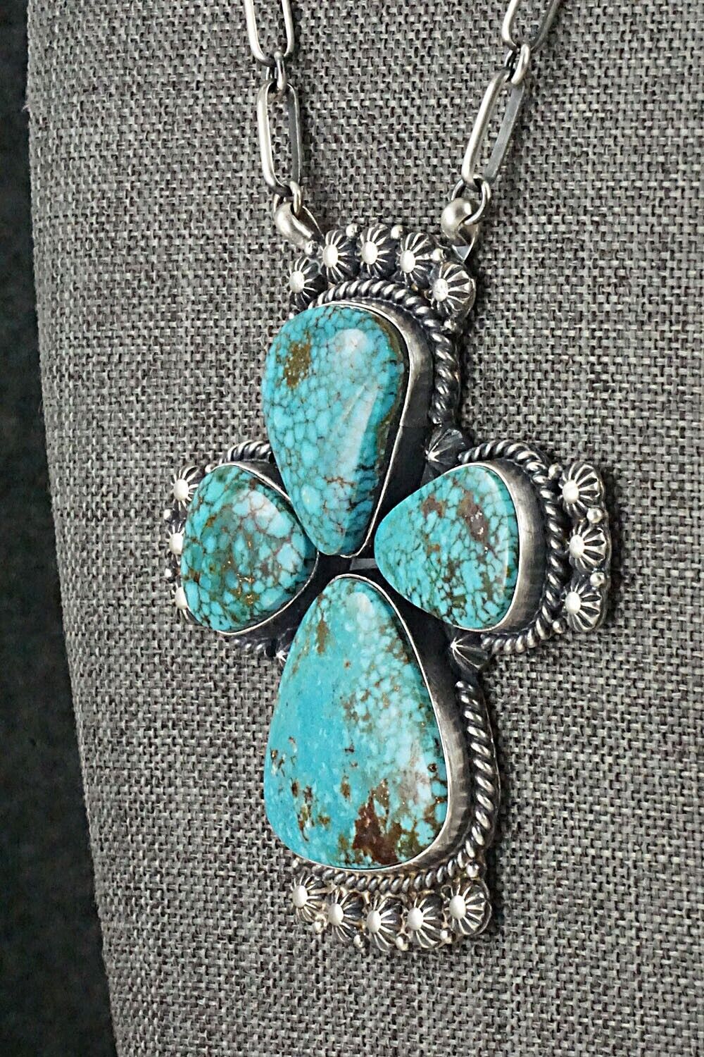 Turquoise & Sterling Silver Necklace - Raymond Delgarito