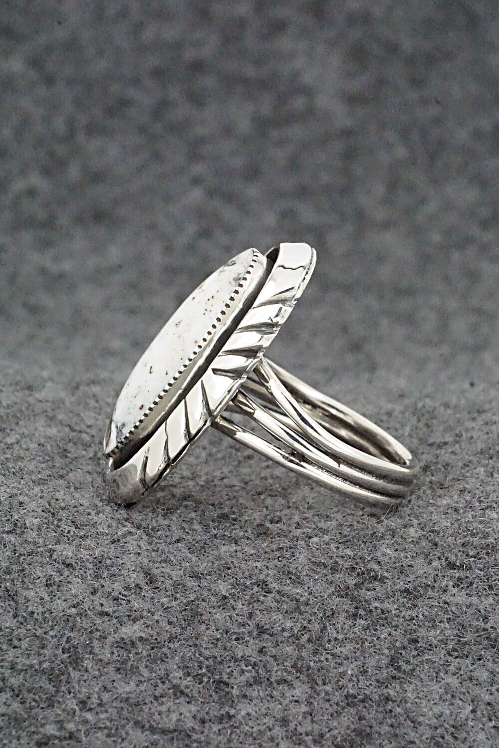 White Buffalo & Sterling Silver Ring - Myra Benally - Size 8