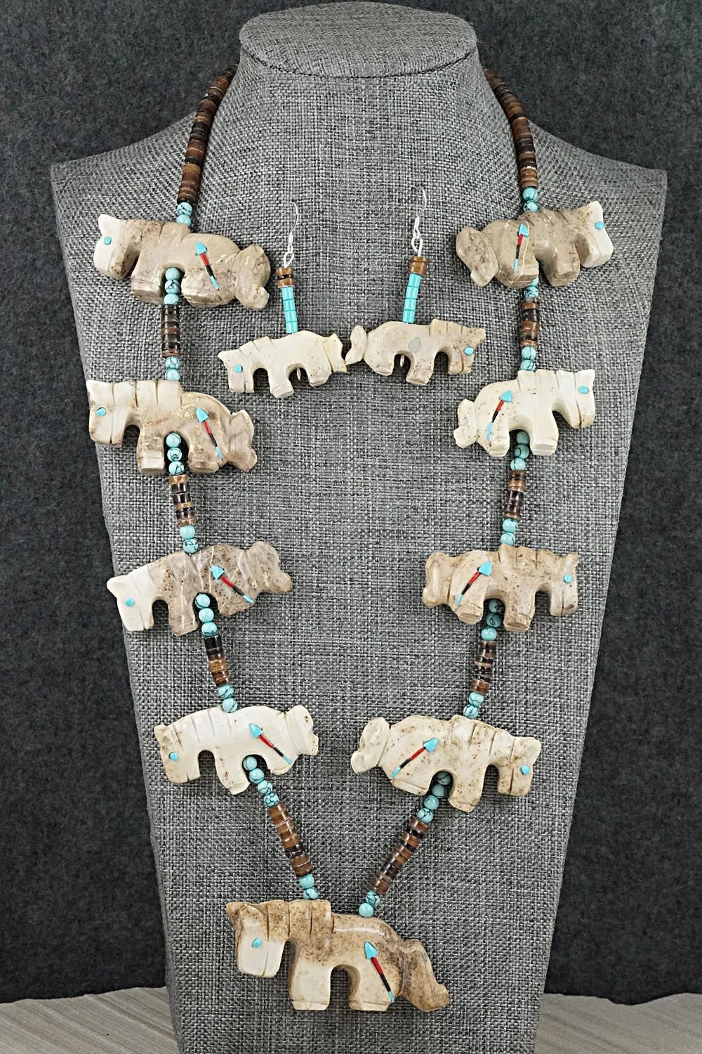 Multi-Stone Horse Fetish & Sterling Silver Necklace Set - Dannette Laate
