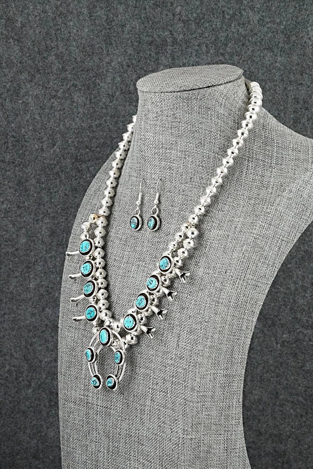 Turquoise & Sterling Silver Squash Blossom Set - Phil Garcia