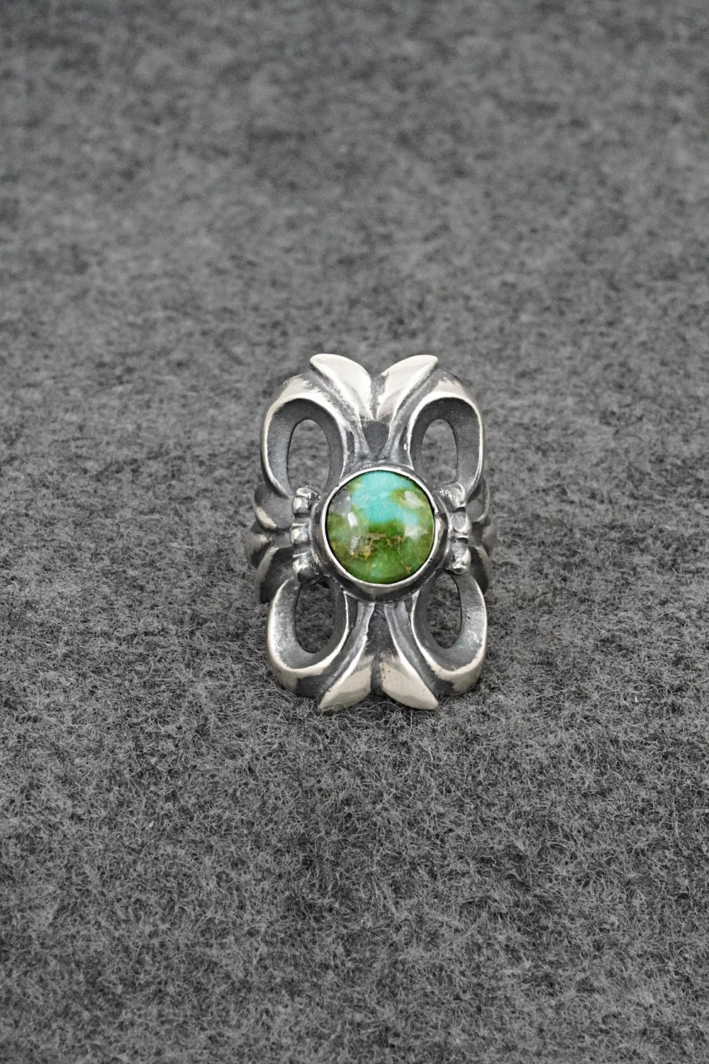 Turquoise & Sterling Silver Ring - Harrison Bitsue - Size 7
