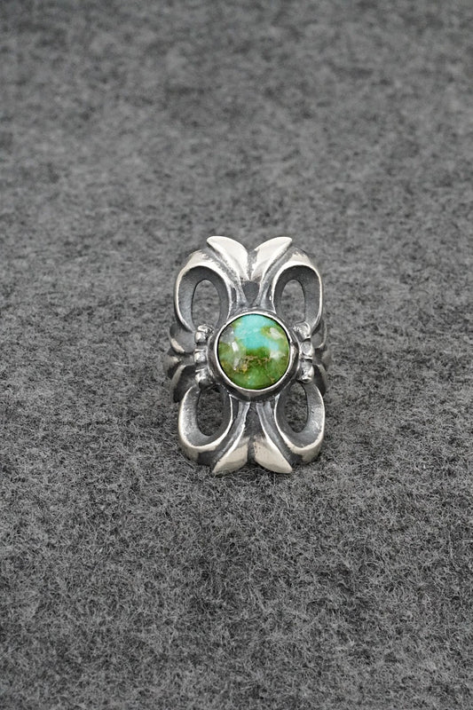 Turquoise & Sterling Silver Ring - Harrison Bitsue - Size 7