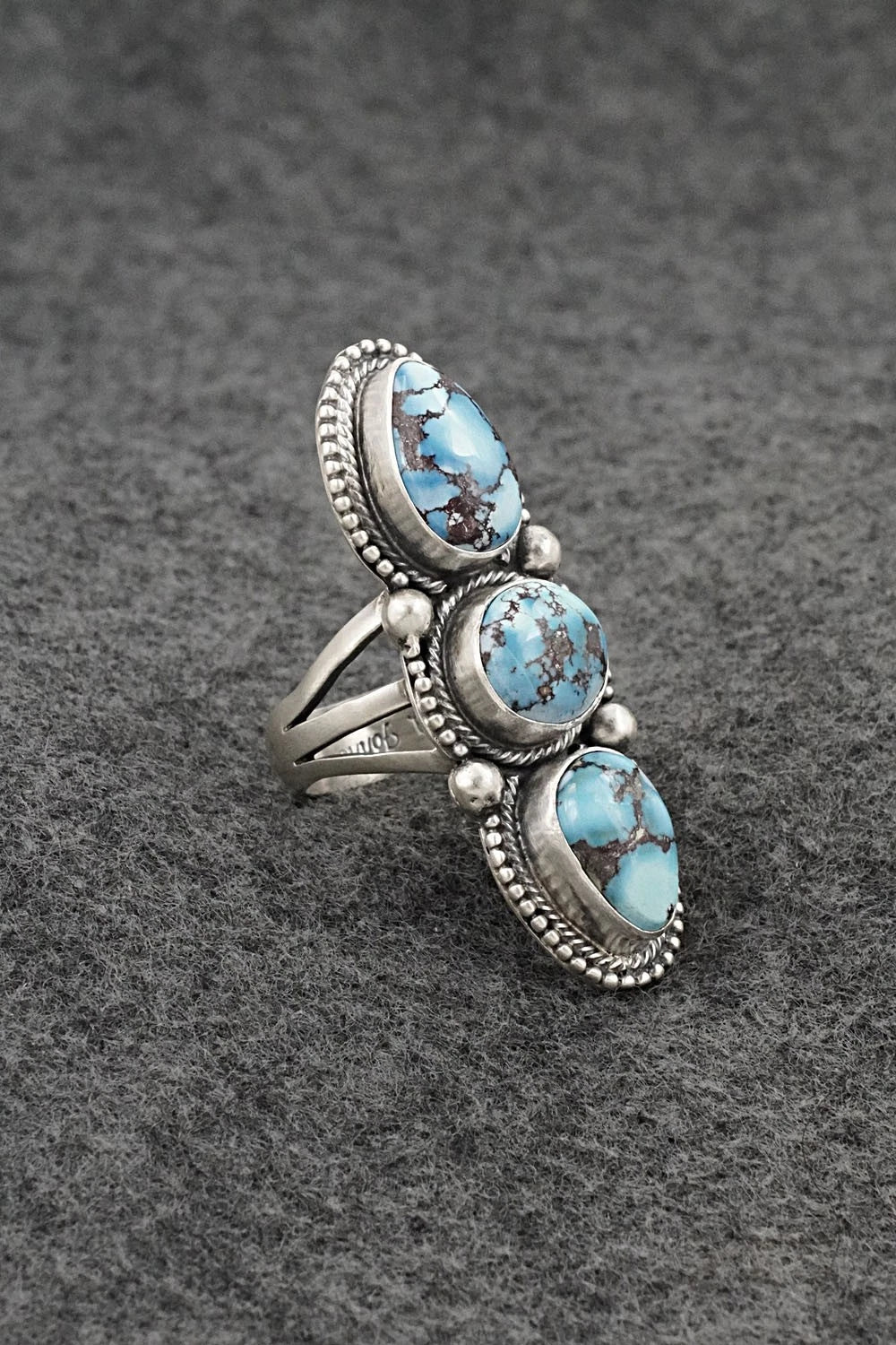 Turquoise & Sterling Silver Ring - Bobby Johnson - Size 7.5