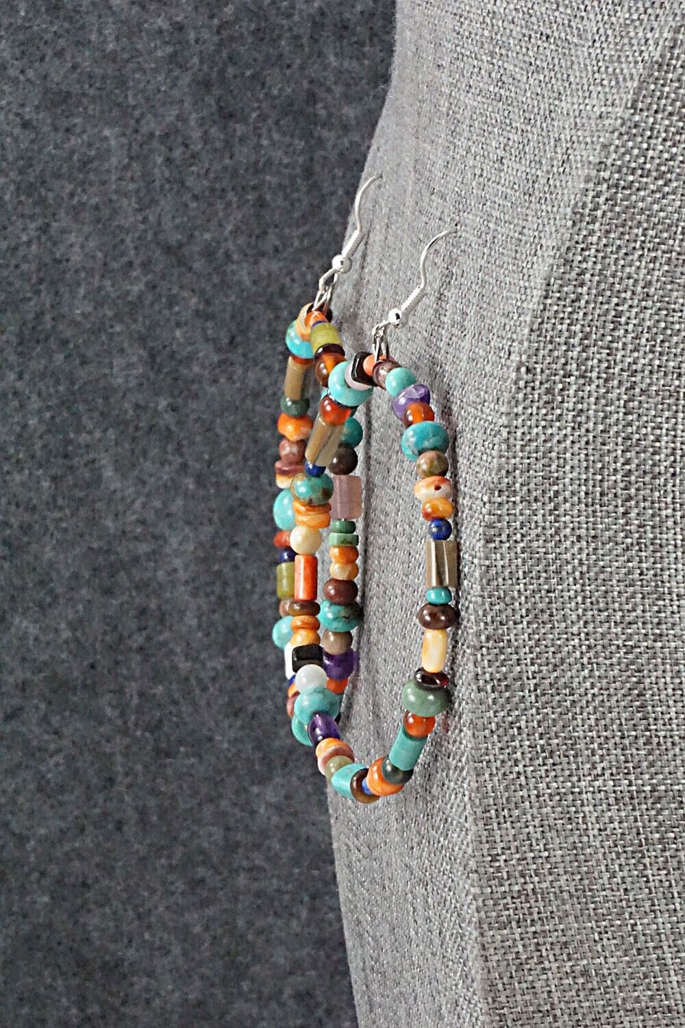 Multi-Stone & Sterling Silver Earrings - Helen Tsosie