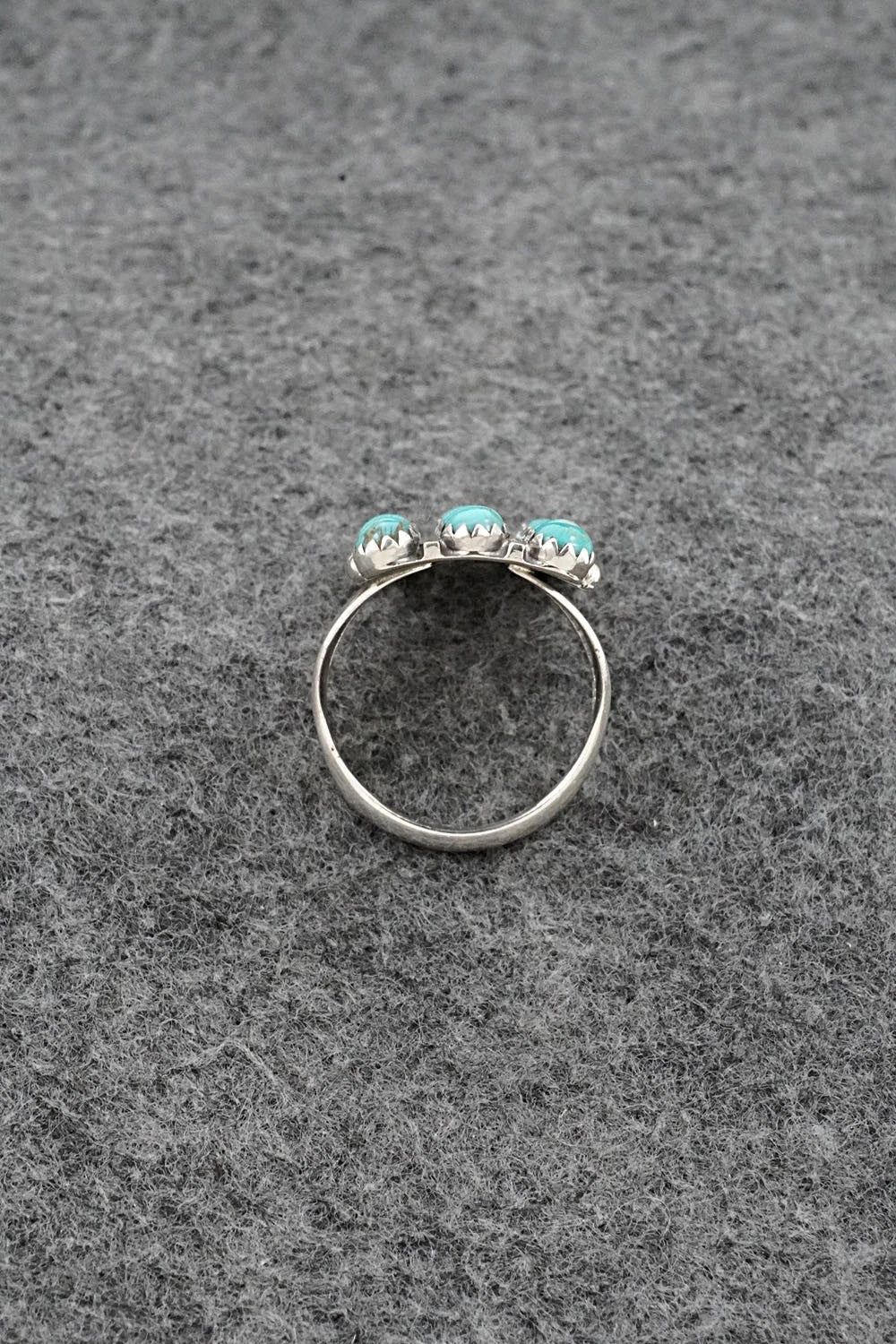 Turquoise & Sterling Silver Ring - Kenny Lonjose - Size 6.5
