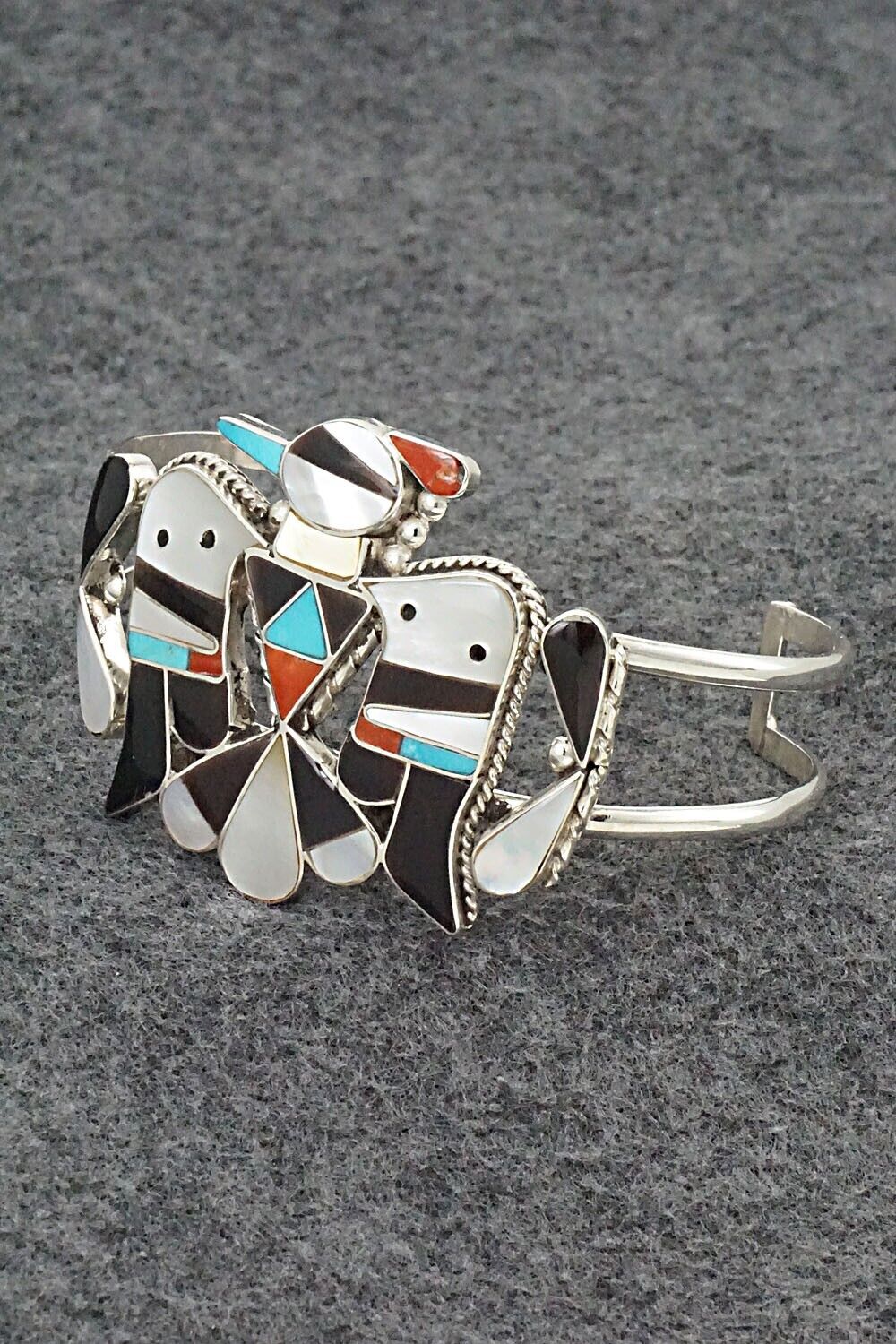 Multi-Stone & Sterling Silver Inlay Bracelet - Bobby Shack