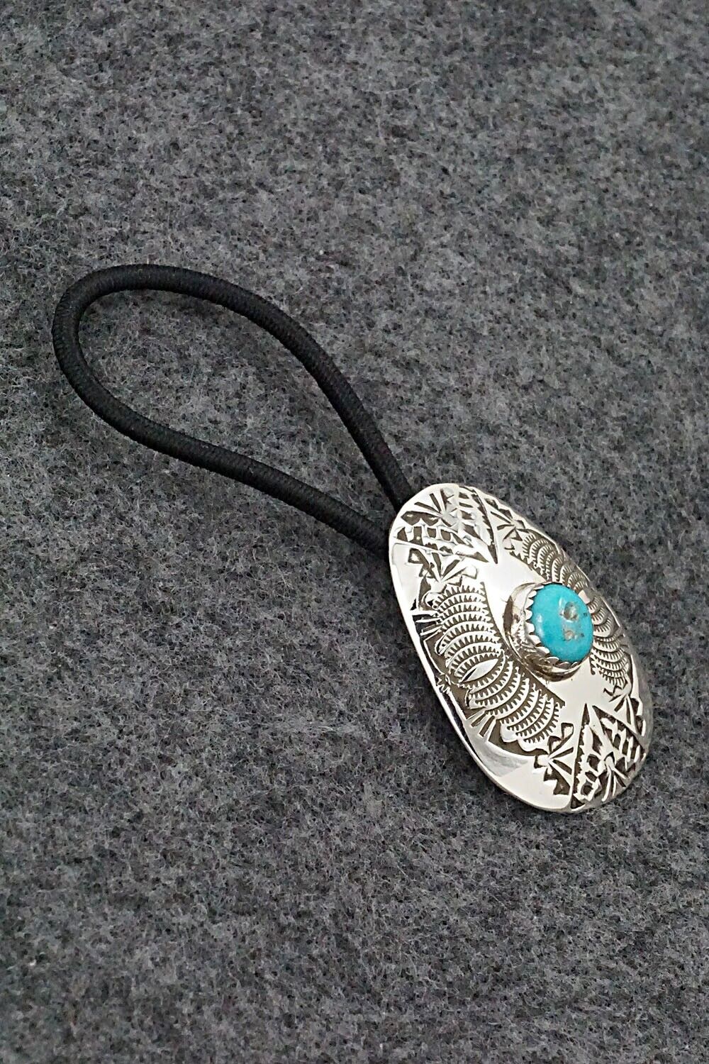 Turquoise & Sterling Silver Hair Tie - Shirley Skeets
