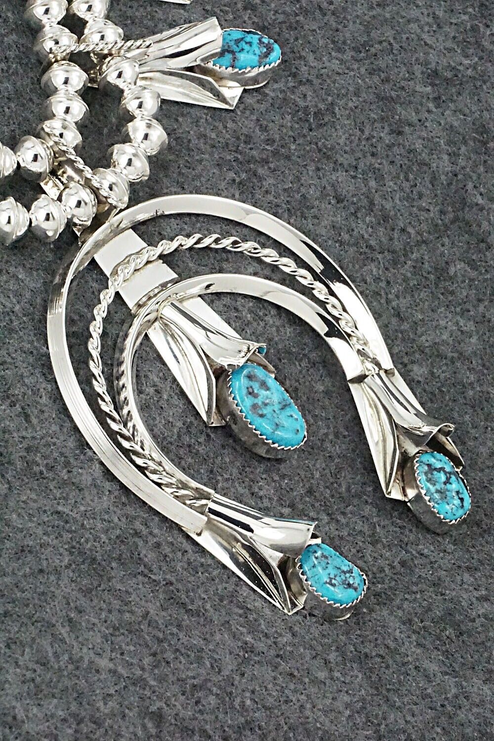 Turquoise & Sterling Silver Squash Blossom Set - Louise Yazzie