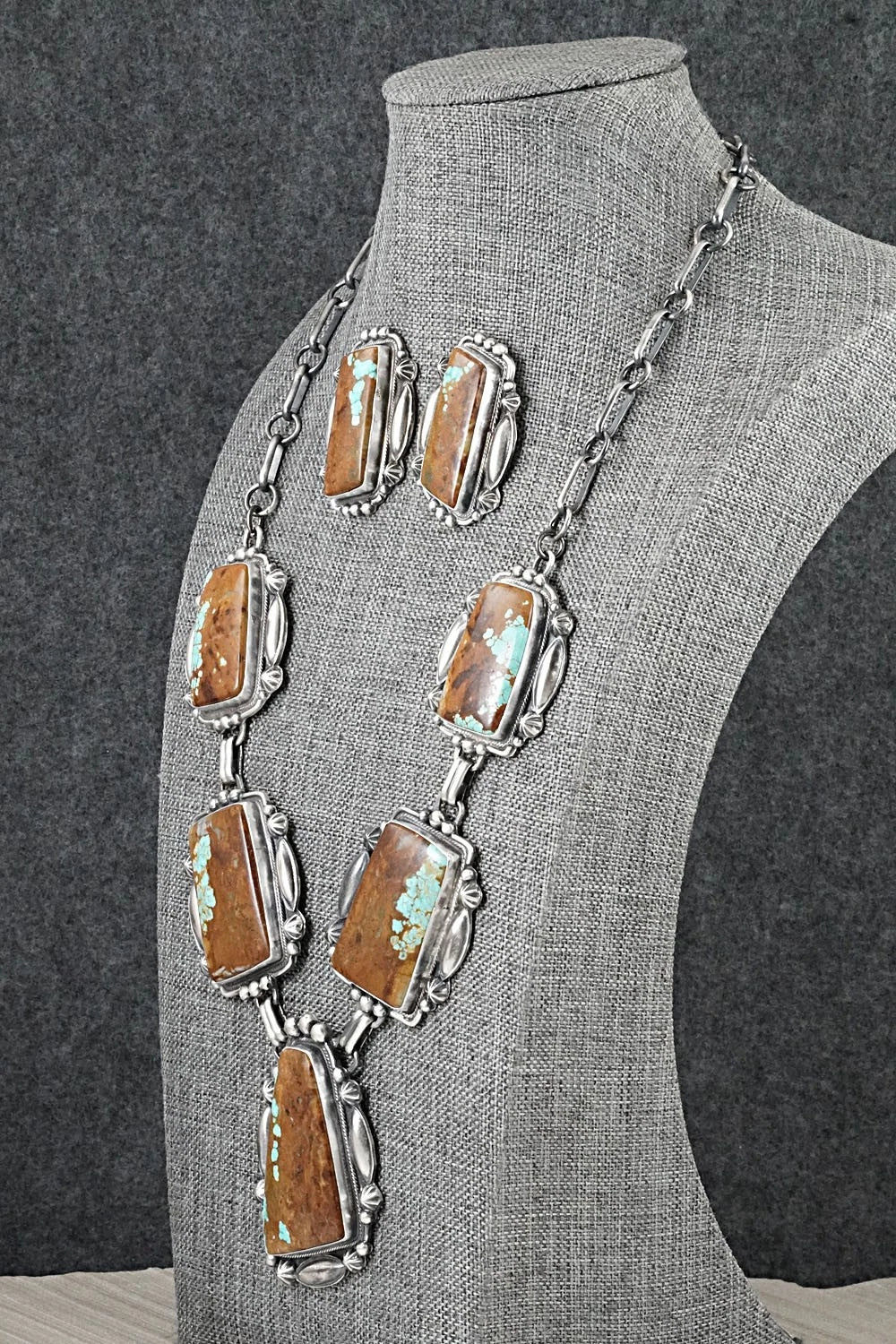 Turquoise & Sterling Silver Necklace and Earrings Set - Bob Becenti