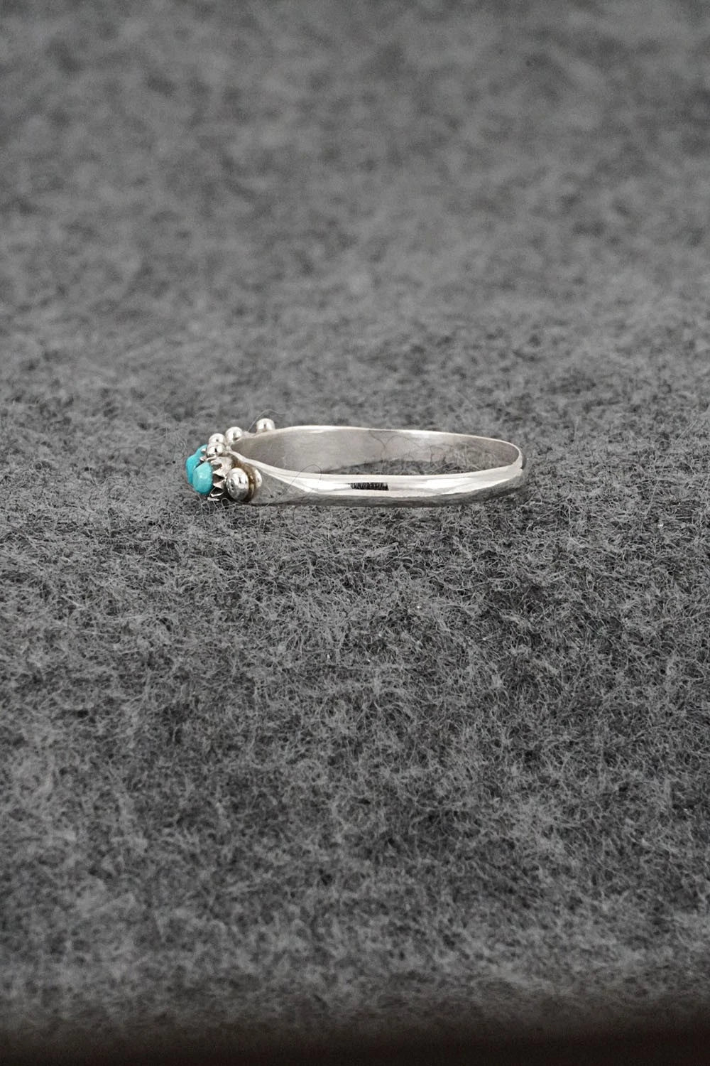 Turquoise & Sterling Silver Ring - April Haloo - Size 8.5