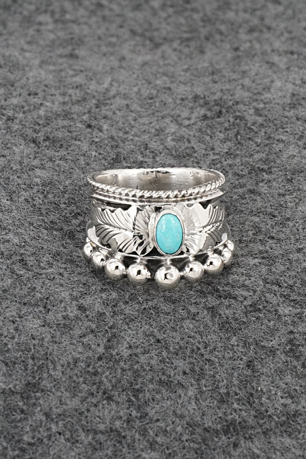 Turquoise & Sterling Silver Ring - Tom Lewis - Size 6.5