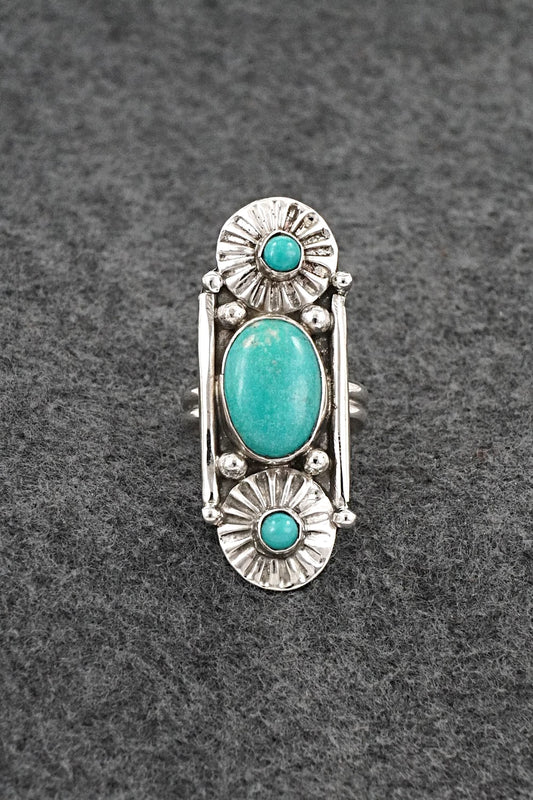 Turquoise & Sterling Silver Ring - Priscilla Reeder - Size 7.5