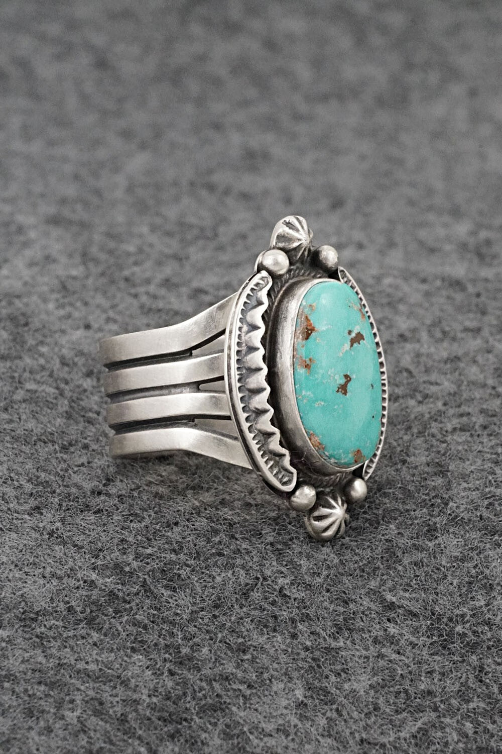 Turquoise & Sterling Silver Ring - Randy Billy - Size 8.5