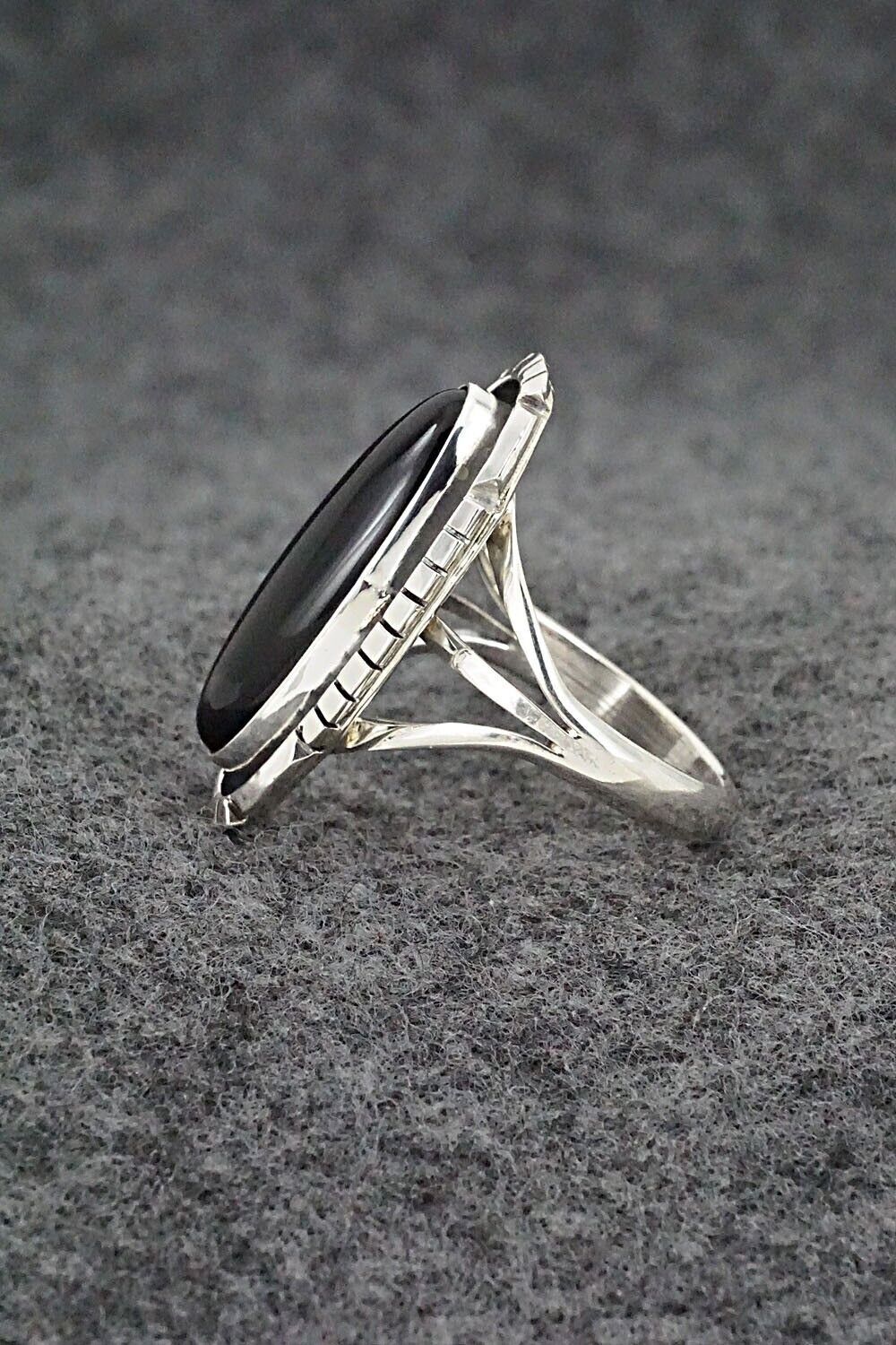 Onyx & Sterling Silver Ring - Amos Begay - Size 7.5