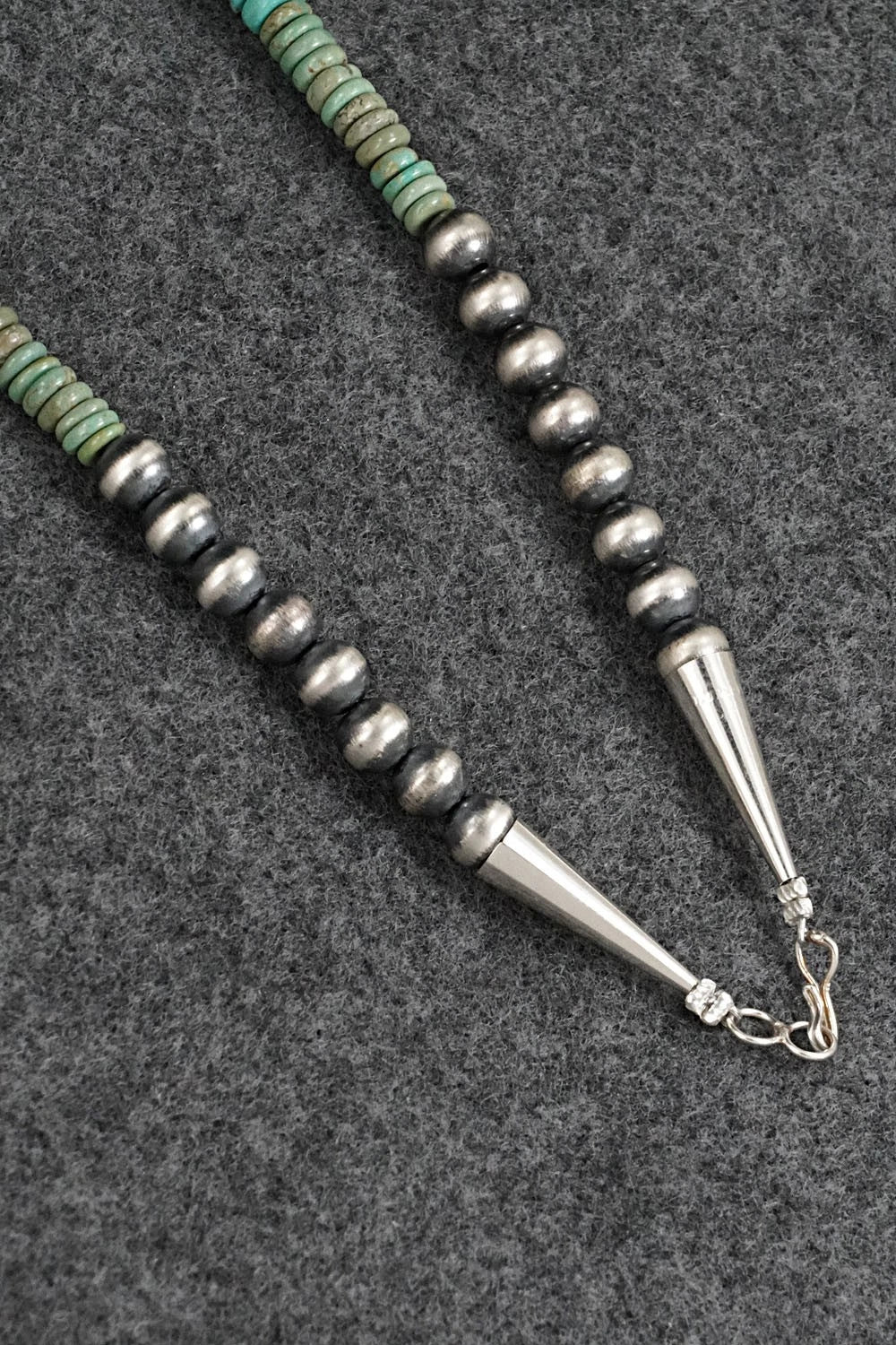 Turquoise & Sterling Silver Necklace 22" - Doreen Jake