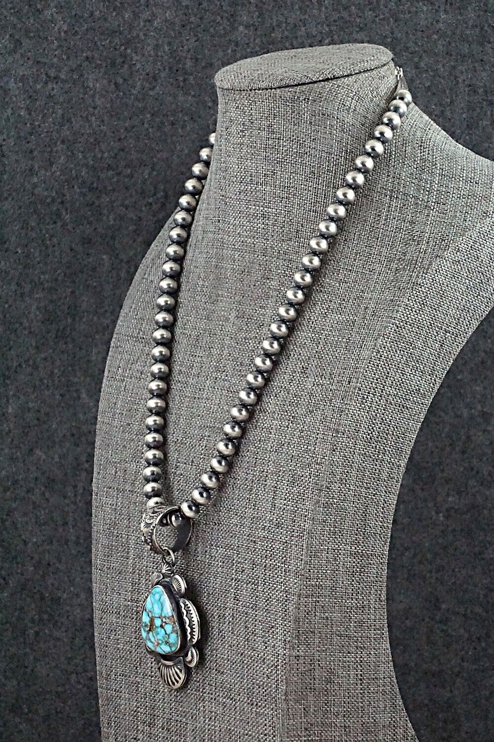Turquoise and Sterling Silver Necklace - Gilbert Tom