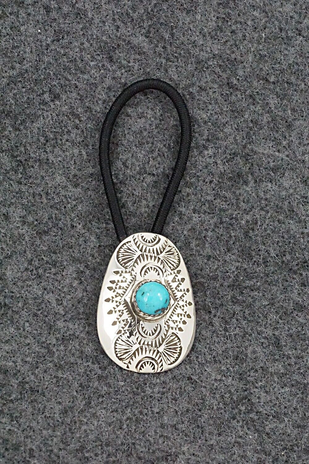 Turquoise & Sterling Silver Hair Tie - Shirley Skeets