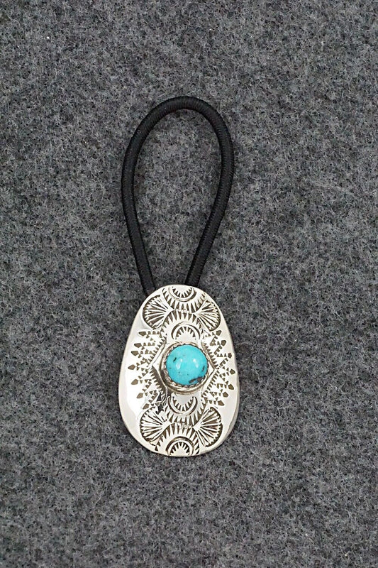 Turquoise & Sterling Silver Hair Tie - Shirley Skeets