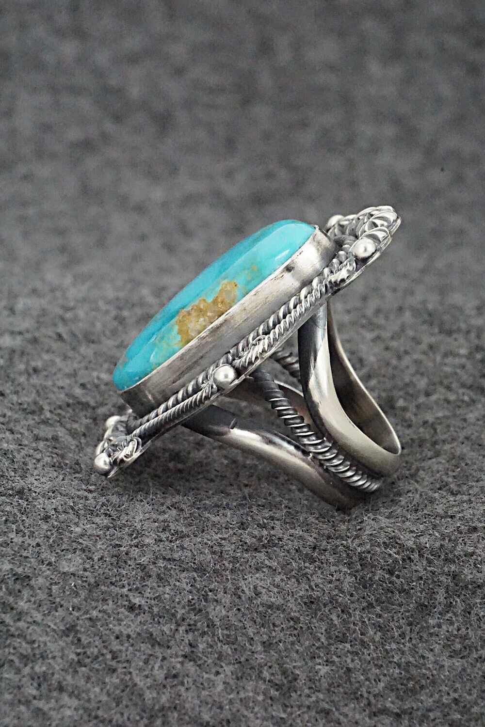 Turquoise & Sterling Silver Ring - Raymond Delgarito - Size 7.5