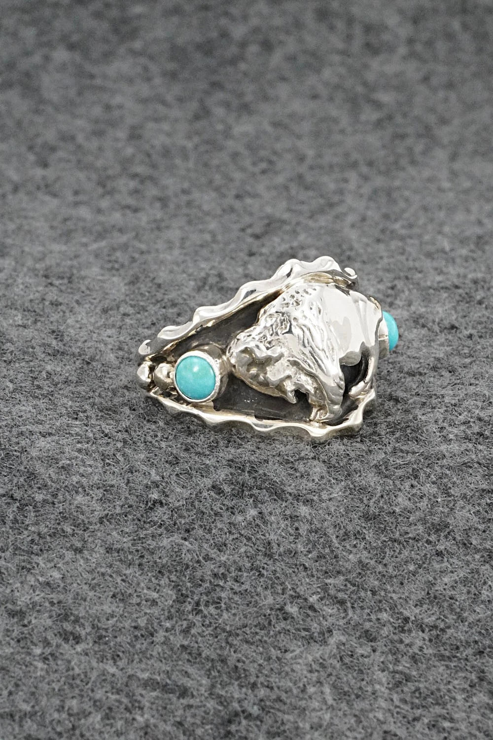 Turquoise & Sterling Silver Ring - Genevieve Francisco - Size 13