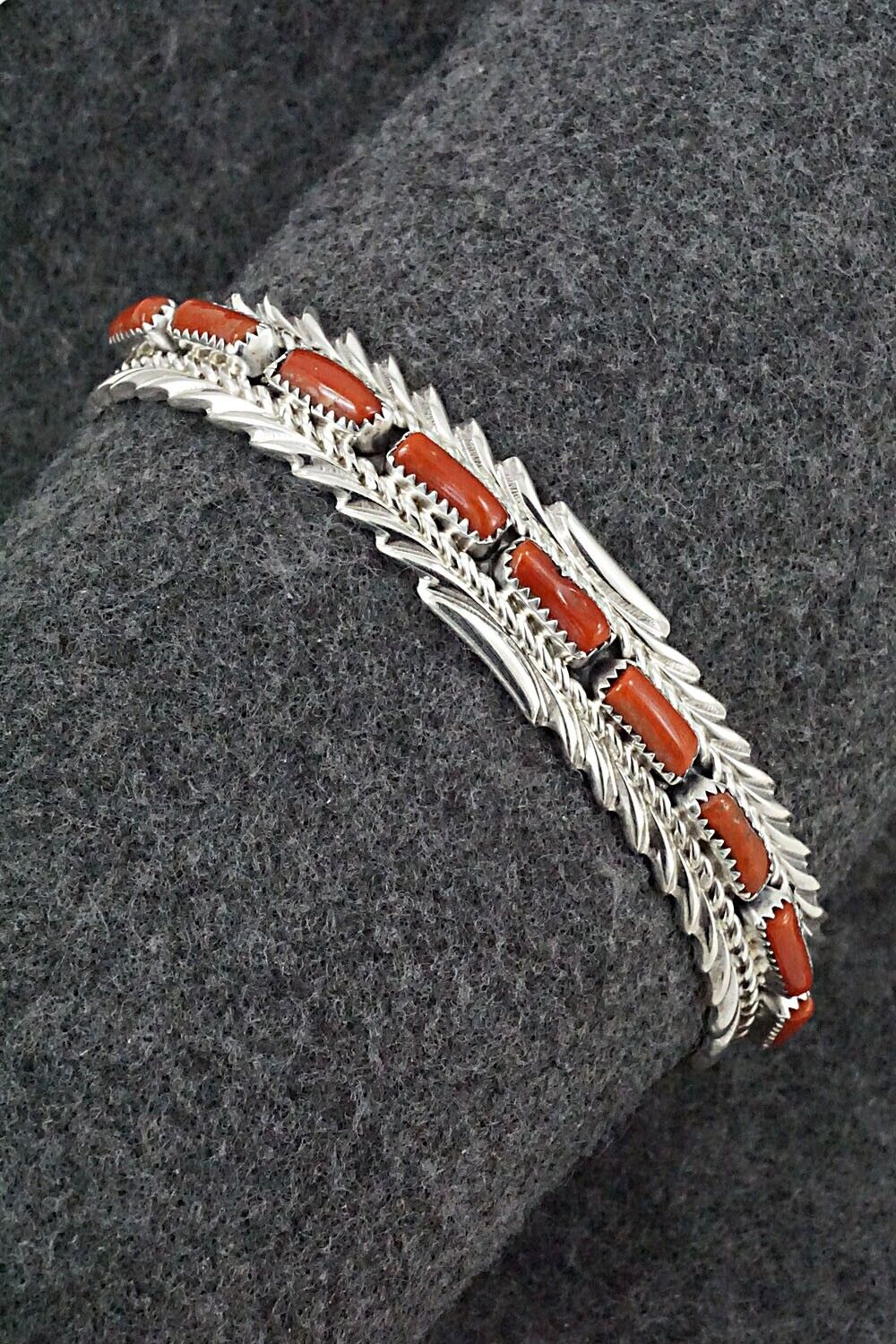 Coral & Sterling Silver Bracelet - Anthony Brown