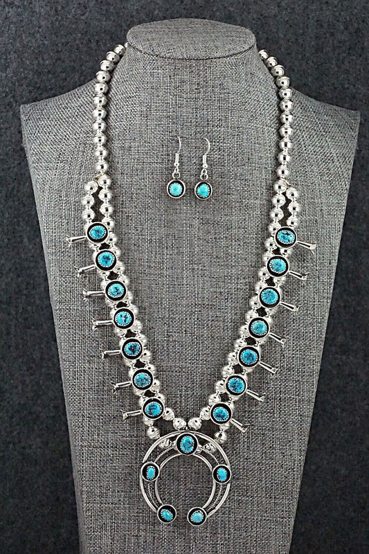 Turquoise & Sterling Silver Squash Blossom Set - Phil Garcia