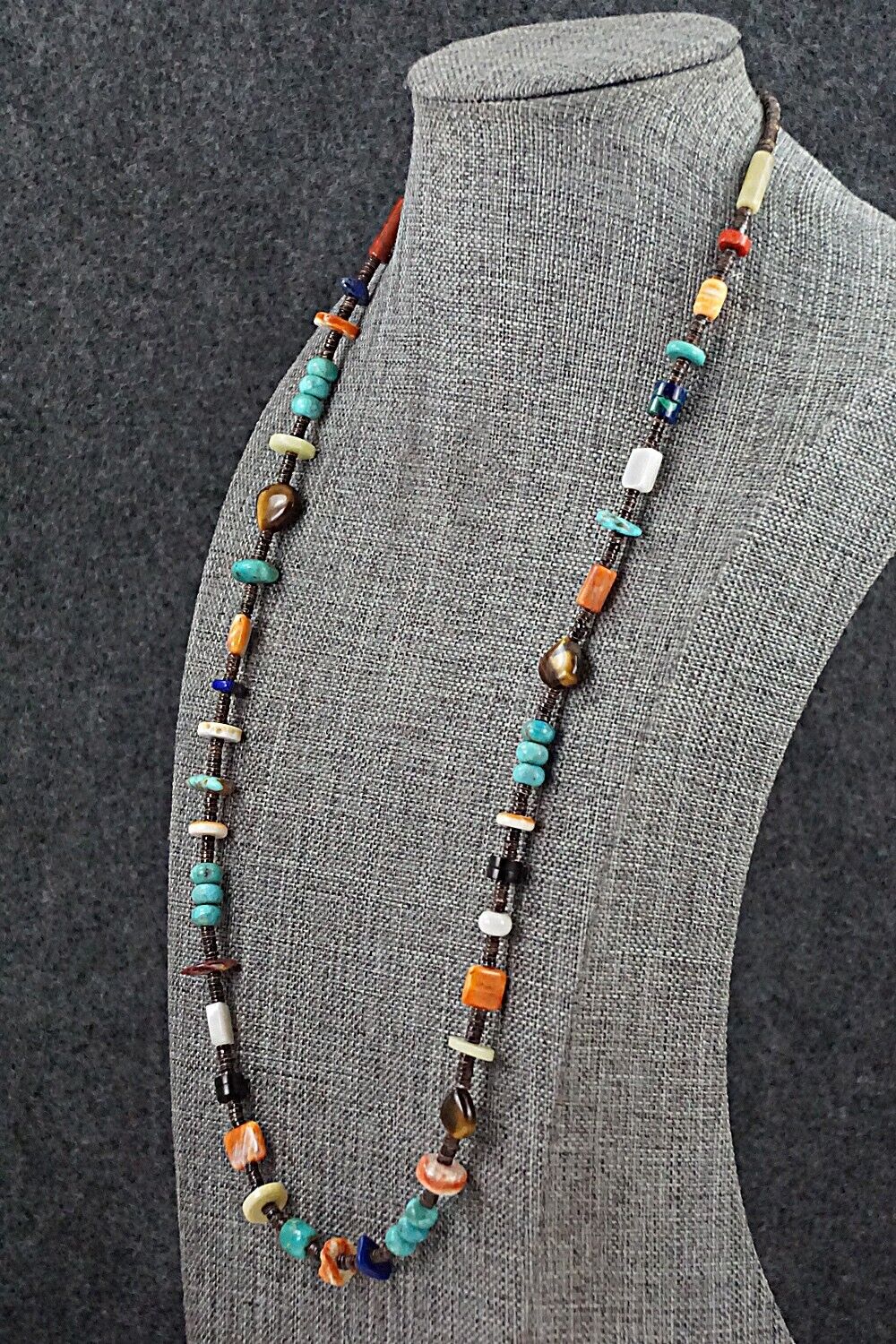 Multi-Stone & Sterling Silver Necklace 28" - Helen Tsosie