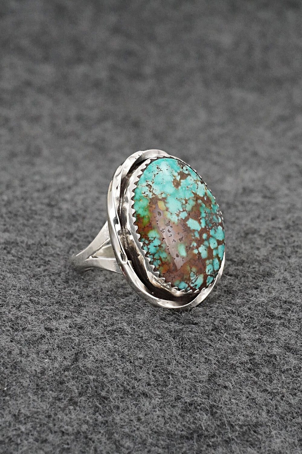 Turquoise & Sterling Silver Ring - Ernest Hawthorne - Size 7
