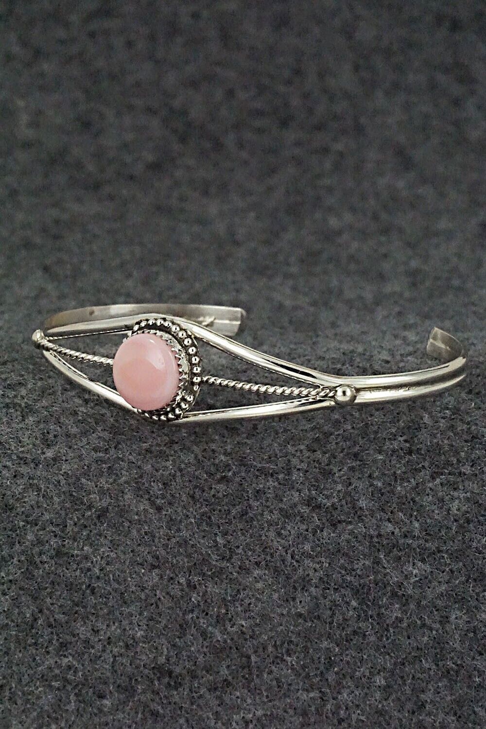 Pink Conch Shell & Sterling Silver Bracelet - Esther White