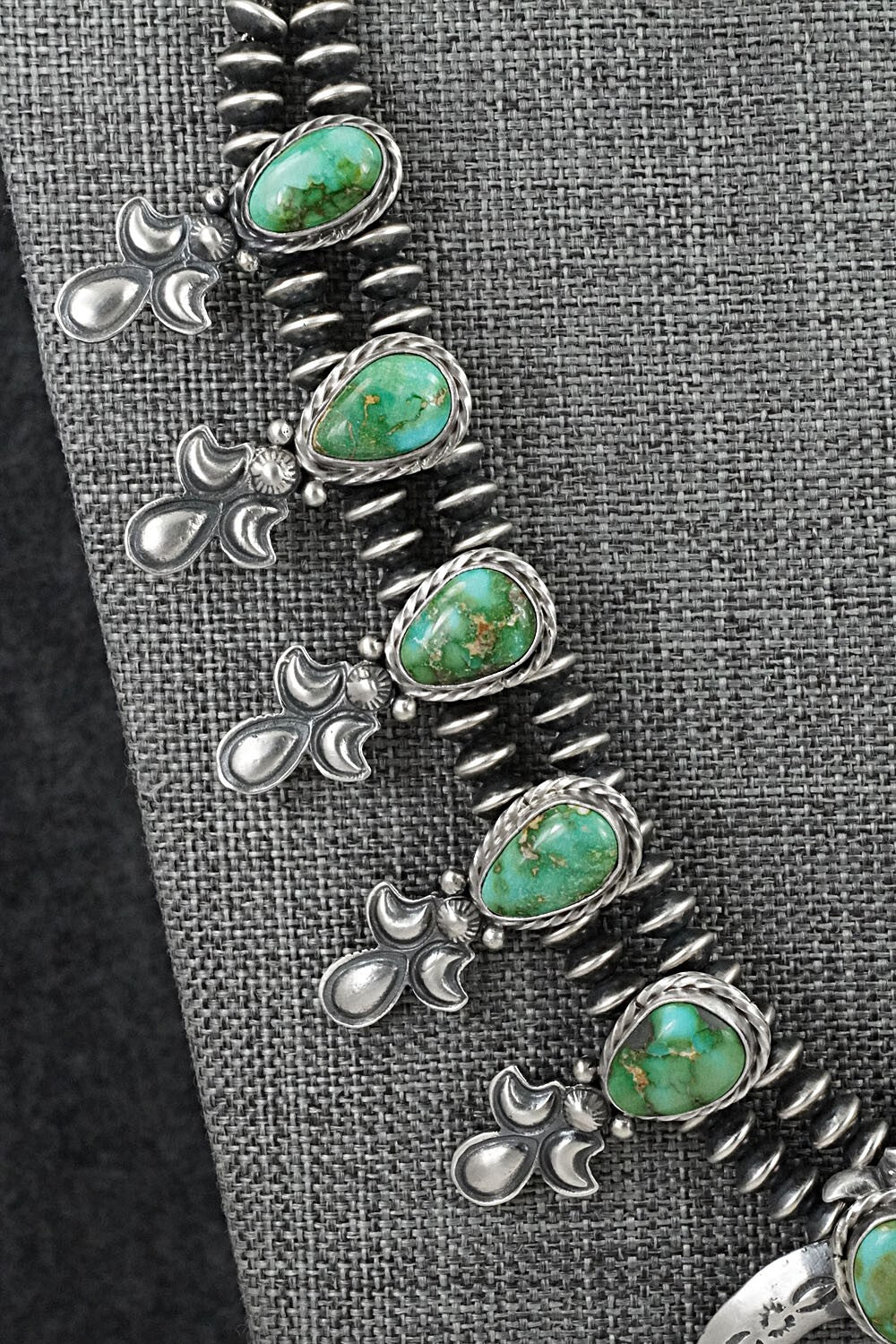 Turquoise & Sterling Silver Mini Squash Blossom Set - Adrienne Gordon