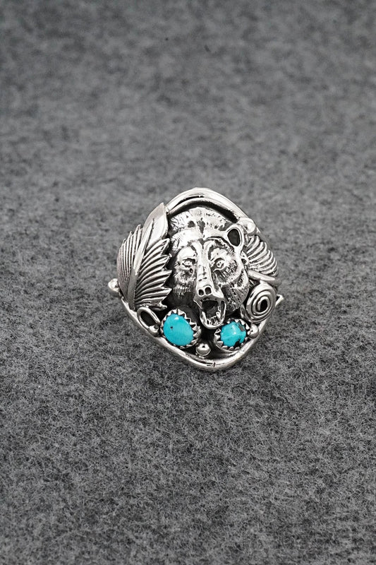Turquoise & Sterling Silver Ring - Darrell Morgan - Size 13