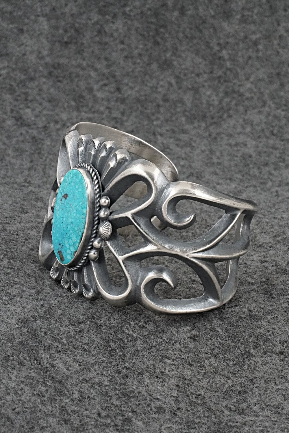 Turquoise & Sterling Silver Bracelet - Harrison Bitsue