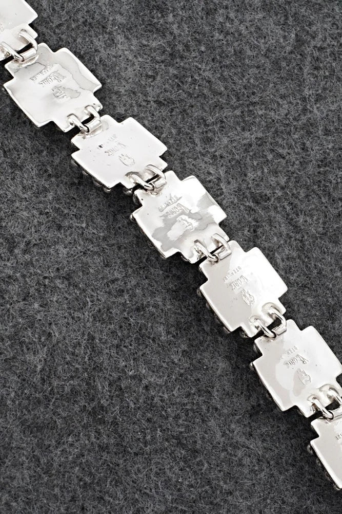 Turquoise & Sterling Silver Link Bracelet - Raymond Coriz