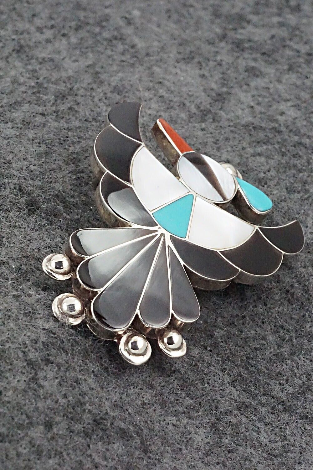 Multi Stone & Sterling Silver Inlay Pendant / Pin - Leavus Ahiyite