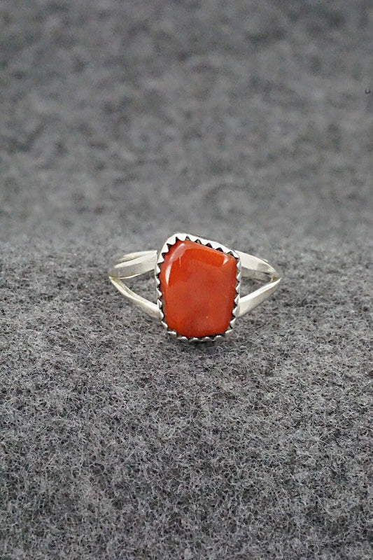Coral & Sterling Silver Ring - Letricia Largo - Size 6